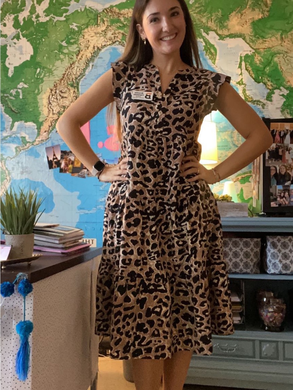 JODIFL Sleeveless Leopard-Print Tiered Midi Dress - Brown & Black